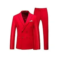 costume d'affaires pour homme couleur unie blazer ensemble 2 pièces coupe slim fit mariage fête marié smoking rouge asie 3xl 73 à 80 kg
