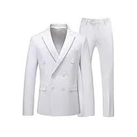 costume deux pièces grande taille pour homme avec double boutonnage slim business décontracté costumes blanc 5xl