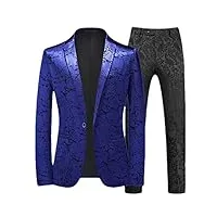 robe de bal pour homme noir/bleu petit blazer jacquard veste et pantalon