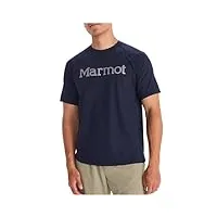 marmot windridge graphic ss, t-shirt fonctionnel respirant, t-shirt de sport à manches courtes, t-shirt de fitness à séchage rapide, homme, arctic navy, l
