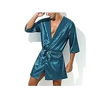 ensemble de shorts pour hommes pyjamas robe de nuit robe de nuit homme chemise de nuit en satin de soie kimono vêtements de nuit, ozzki, a, code xl