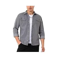 redbridge chemise en jean pour homme chemise décontractée poche poitrine en denim de qualité supérieure, gris, xxl