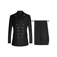 shinroad ensemble de manteau de costume pour homme, veste à manches longues, ourlet ajusté, poches, blazer élégant, pantalon, vêtements d'affaires, noir, m