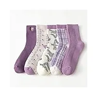 sdfgh 5 paires imprimer chaussettes d'hiver épaisses femmes en plein air longues chaussettes chaudes mignon coupe-vent champ de neige jambières kawaii