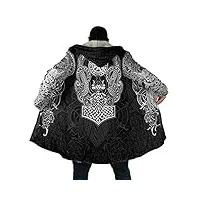 veste extérieure coupe-vent mjölnir 3d pour hommes manteau coupe-vent à capuche mi-long en laine d'agneau et coton viking tattoo poncho cape de sport décontracté pour l'hiver (color : vegvisir, size