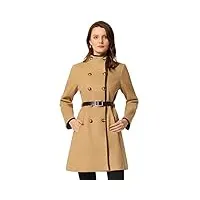 allegra k manteau long avec ceinture d'hiver à double boutonnage pour femmes kaki xs