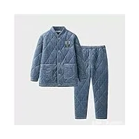 tjlss youth home service winter coral fleece pyjamas veste matelassée à trois couches for hommes flanelle épaissie (color : d, size : l)