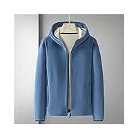 tjlss hiver épaissi chaud cardigan grande taille couleur unie veste ample sweat à capuche hauts de sport for hommes (color : kl-bleu, size : 7xl code)