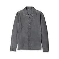 john varvatos chemise de camp en cuir simo pour homme, gris, 44