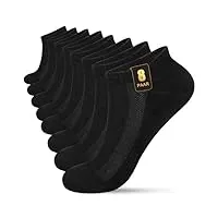 keecow chaussettes basses homme & femmes 8 paires socquettes sport courtes chaussettes coton décontractées respirant（43-46,noir）