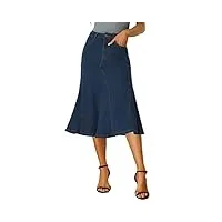 allegra k jupe en jean décontractée pour jupes mi-longues évasées taille haute pour femmes bleu foncé xs