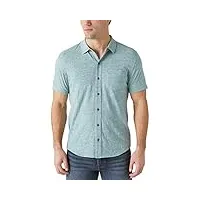 lucky brand chemise boutonnée en lin à manches courtes pour homme, sauge verte, taille s