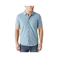 lucky brand chemise boutonnée en lin à manches courtes pour homme, bleu égée, taille l