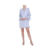 bcbgmaxazria 3/4 manches clochette mini robe crantée col v cravate ourlet fil, bleu clair, 42 femme