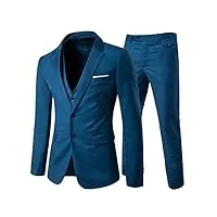 cloudstyle costume homme trois-pièces veste +gilet +pantalon d'affaires décontraction pour mariage casual blue 2 xxl