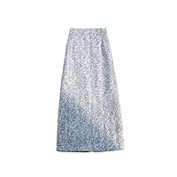 tjlss jupe florale jupe dos fente femme rétro taille haute mince jupe trapèze jupe mi-longue (color : d, size : xl)