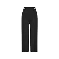 grace karin pantalon baggy élégant pour femme - coupe droite - pantalon palazzo - taille haute avec poches - confortable - pour les loisirs, noir , xxl