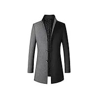 hommes automne et hiver casual mode simple boutonnage manteau en laine manteau moyen manteau trench coat vestes légères pour hommes (gris, l)