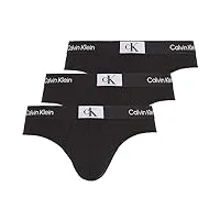calvin klein slip homme lot de 3 sous-vêtement coton stretch, noir (black/black/black), m