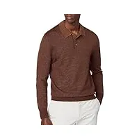 hackett london herringbone jacq polo pull-over, brown (toffee), xs homme