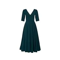 swing fashion sally rose | grün mi-longue femme élégante fête soirée mariée robe de bal | col en v | manches 3/4 | vert | 40