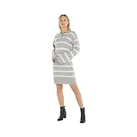 tommy hilfiger femme robe polo soft wool manches longues, multicolore (breton stp grey heather/ecru), xl