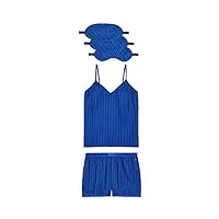 tommy hilfiger cami & short facemaskt set uw0uw04947 coffrets cadeaux, bleu (argyle stripe ultra blue), s femme