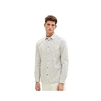 tom tailor chemise coupe droite avec motif, 32295-off white grid design, xl homme