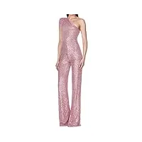 kboplemq combinaison pour femme - une épaule - col en v - longue combinaison à sequins - combishort romper - combinaison sparkly clubwear - paillettes élégantes - tenue de cocktail, rose, s