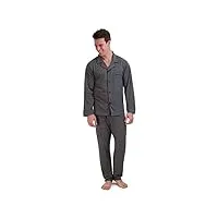 hanes pyjama à manches longues pour homme avec passepoil, gris anthracite chiné., 4xl
