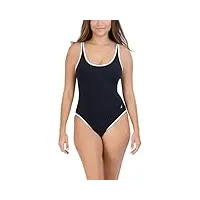 nautica maillot de bain une pièce standard pour femme - contrôle du ventre - séchage rapide - bonnet amovible - bretelles réglables, noir/blanc, taille xl