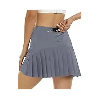 femme jupe short tennis mini skorts skirt taille elastique sport jupe plissée courte gris xl