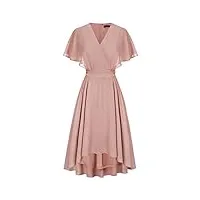 curlbiuty robe elégante en mousseline de soie à manches cape a-ligne robe de cocktail de mariage rose clair xxl