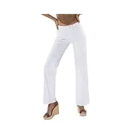 nina carter p080 pantalon en jean évasé bootcut taille haute pour femme, blanc (p080-9), m
