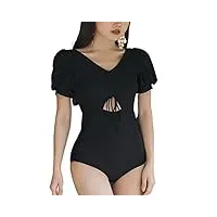sdfgh sexy black swimsuit women cover belly slim hepburn style hot spring maillot de bain (color : d, size : xl)