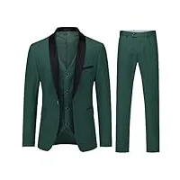 youthup costume homme 3 pièces un bouton coupe ajustée col châle pour mariage dîner smoking veste gilet pantalons vert l