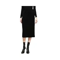shouqiao jupe midi femmes jupe élastique élégante taille haute avec poches jupe tricotée épaissie jupe confortable sretchy a-line jupe longue, noir, m