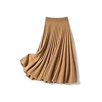 shouqiao jupe midi femmes Élégant Élastique taille haute jupe tricotée jupe plissée confortable jupe courte a-line confortable,khaki,m