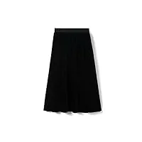 jupe midi femmes noir jupe swing jupe flowy mode jupe Élastique taille haute jupe confortable sretchy a-line jupe longue, noir, xl
