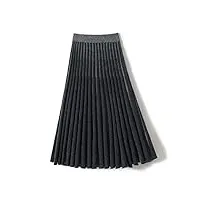 shouqiao jupe midi femmes Élégant Élastique taille haute jupe tricotée jupe plissée jupe confortable sretchy a-line jupe courte,gris,l