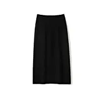 shouqiao jupe midi femmes Élégant couleur unie jupe élastique taille haute jupe tricotée confortable sretchy a-line jupe longue, noir, xl