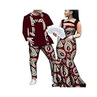 vêtements africains pour couple ankara imprimé floral femmes robes longues africaines et dashiki hommes costume pour amoureux de la mode tenue 24fs1051 xl