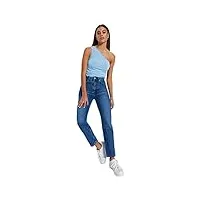 trendyol jeans maman taille haute jambe large pour femme pantalons, bleu, 64