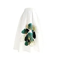 bollrllr jupe midi plissée vintage élégante pour femme avec imprimé floral blanc, 07, 36