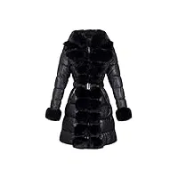 giolshon femmes doudounes fausse fourrure matelassée longue hiver veste à capuche avec ceinture 12105 noir xl