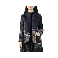 lang xu glass cheongsam chinois tops hiver parka manteaux floral chaud manteaux rétro veste de style chinois oriental vêtements femme, 2, m