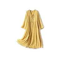 robes d'été en soie pour femme, jupe mi-longue, décontractée, bohème, plage, jaune, taille l
