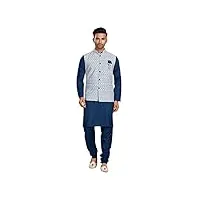 kurta 8115 pyjama traditionnel ethnique en coton pour homme, bleu marine, medium