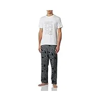 karl lagerfeld printed pj t-shirt set ensemble pyjama, blanc/noir, s pour des hommes