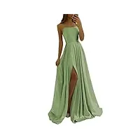 shownicer robe de soirée en satin femme col v robe de graduation à bretelles robe formelle sexy robe de bal fendue robe anniversaire robe à bretelles dans le dos maxi robe a vert clair s